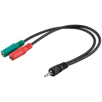 PremiumCord Adaptér 4pólový jack 3,5 mm – sluchátka + mikrofon, 30 cm