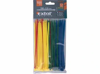 Extol Premium vázací pásky 2,5 × 150 mm, 100 ks, mix barev