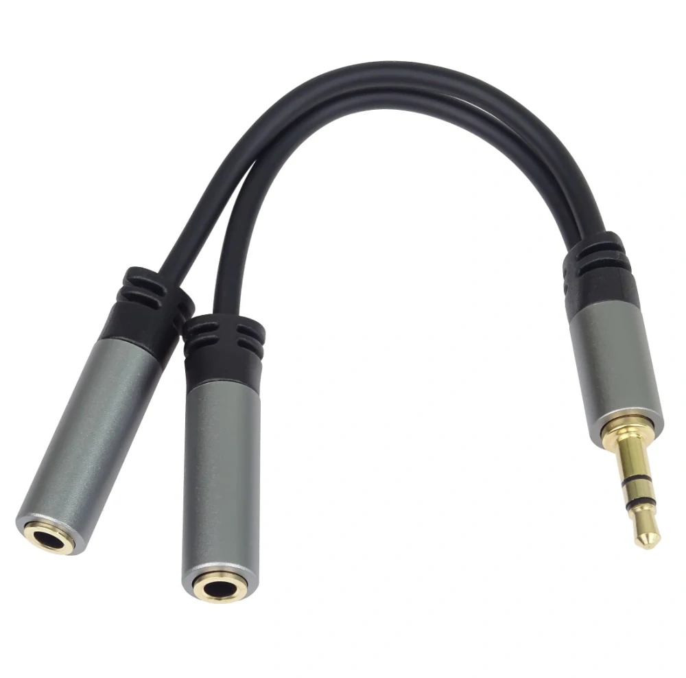 Jack 3,5 mm stereo rozdvojka M na 2× F, 15 cm – kovové konektory