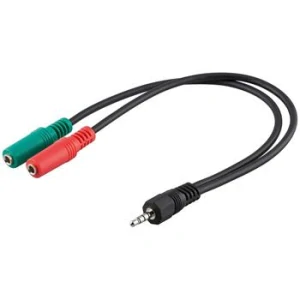 PremiumCord Adaptér 4pólový jack 3,5 mm – sluchátka + mikrofon, 30 cm