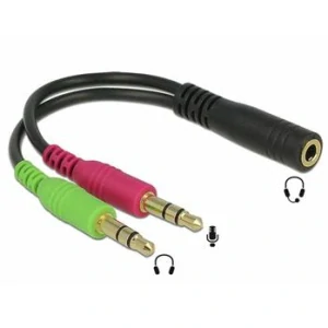 Jack 3,5 mm 4pin (TRRS) na 2× 3,5 mm adaptér pro sluchátka a mikrofon, 30 cm