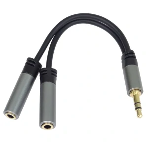 Jack 3,5 mm stereo rozdvojka M na 2× F, 15 cm – kovové konektory