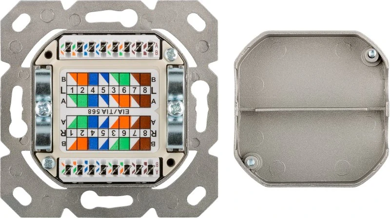 Síťová zásuvka CAT 6A Class EA 2× RJ45 – na/pod omítku