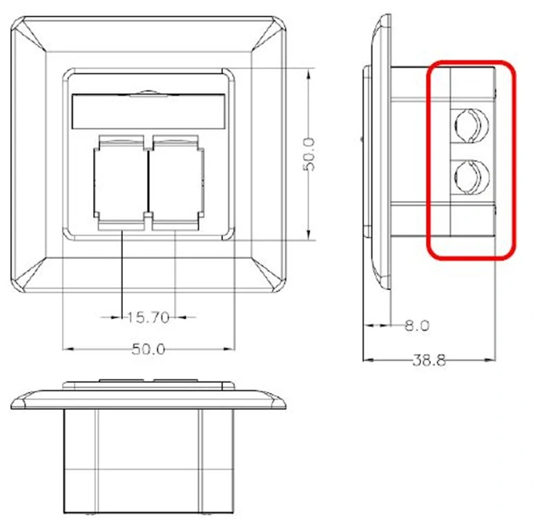 Síťová zásuvka CAT 6A Class EA 2× RJ45 – na/pod omítku